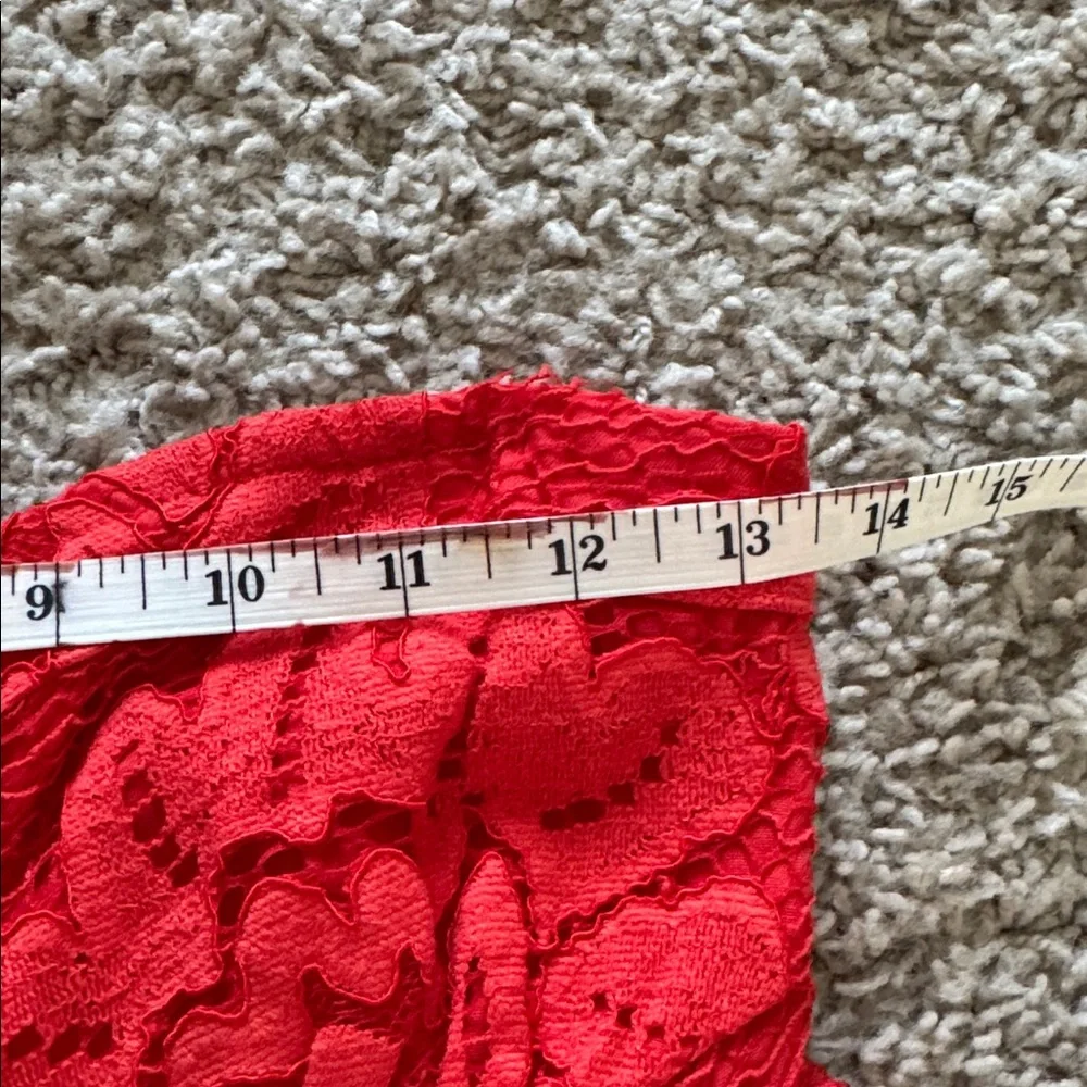 NWT Maeve Anthropologie Strapless Red Lace Tiered Mini Dress Size Small - Picture 15 of 15